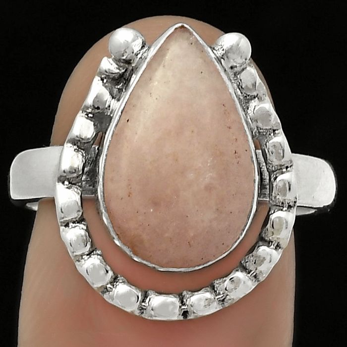 Natural Pink Scolecite Ring size-8.5 SDR171361 R-1518, 9x14 mm