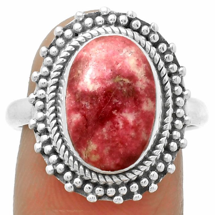 Natural Pink Thulite - Norway Ring size-8.5 SDR171438 R-1332, 9x13 mm