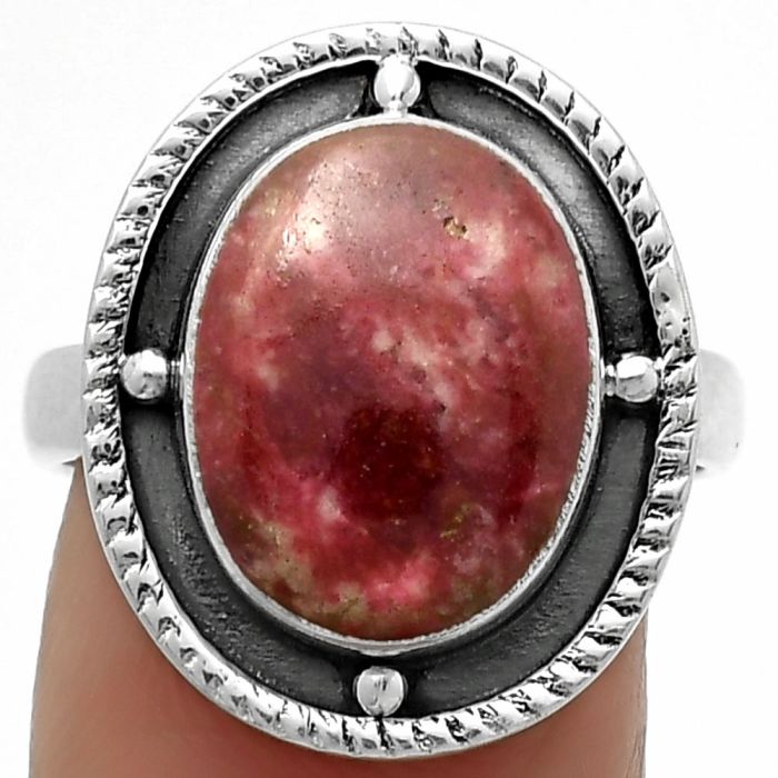 Natural Pink Thulite - Norway Ring size-8 SDR171518 R-1595, 11x14 mm