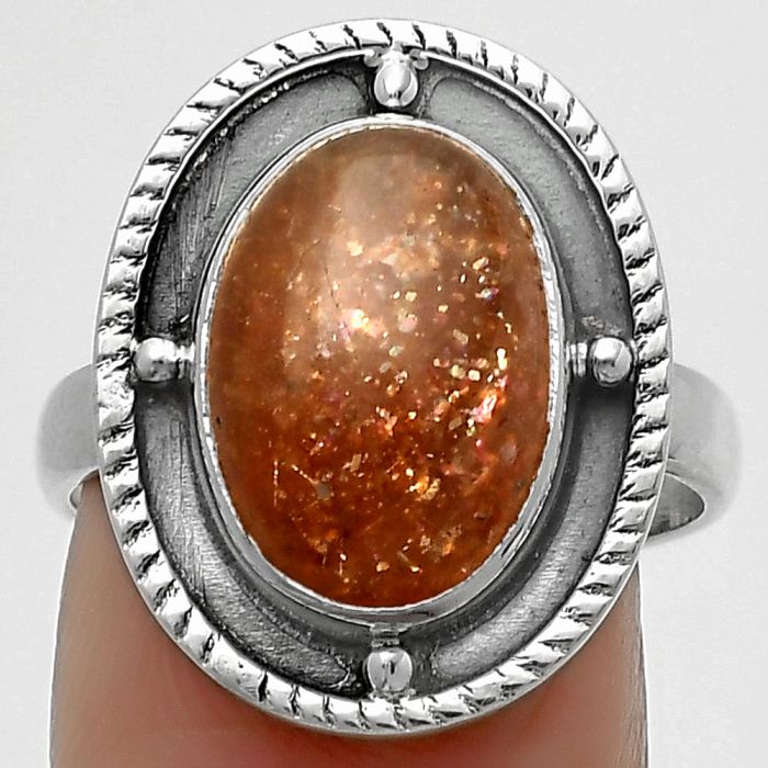 Natural Sunstone - Namibia Ring size-8 SDR171533 R-1595, 10x14 mm