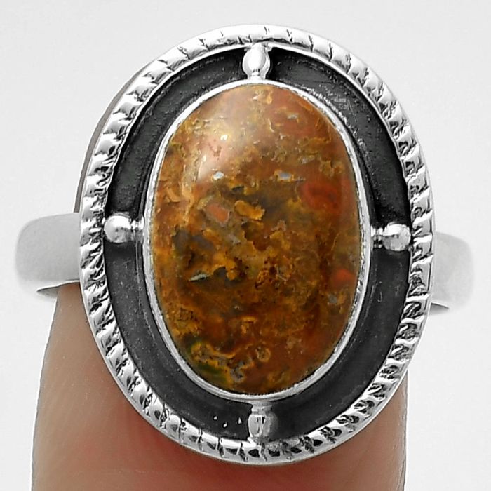 Natural Rare Cady Mountain Agate Ring size-9 SDR171556 R-1595, 10x14 mm