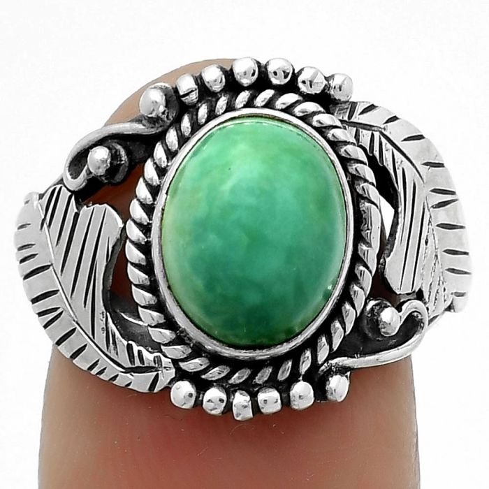 Natural Turquoise Magnesite Ring size-7 SDR171674 R-1272, 8x10 mm