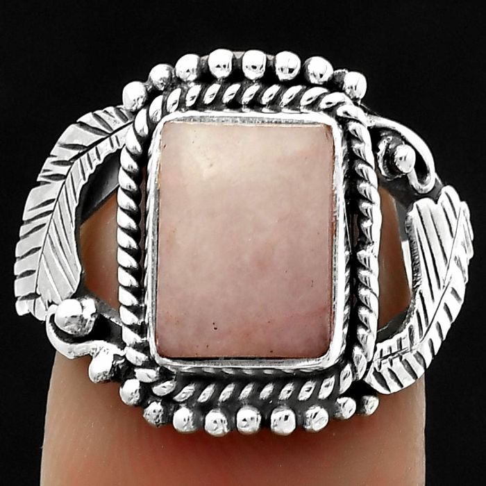 Natural Pink Scolecite Ring size-7 SDR171703 R-1272, 8x11 mm