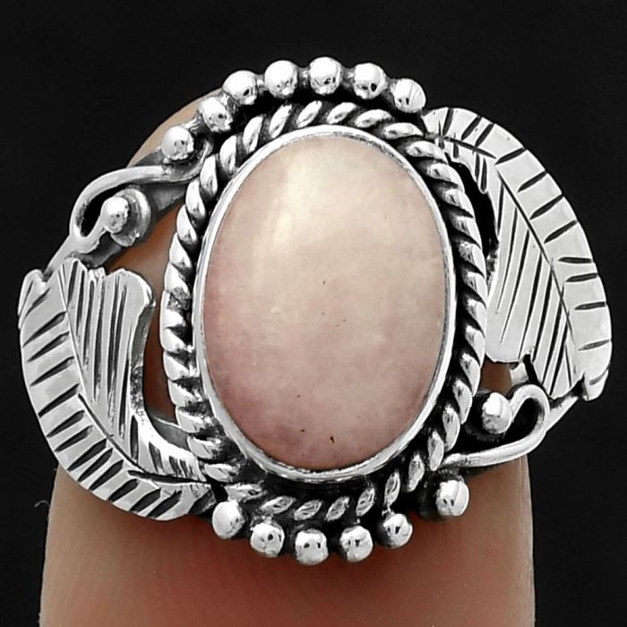 Natural Pink Scolecite Ring size-7.5 SDR171704 R-1272, 8x11 mm