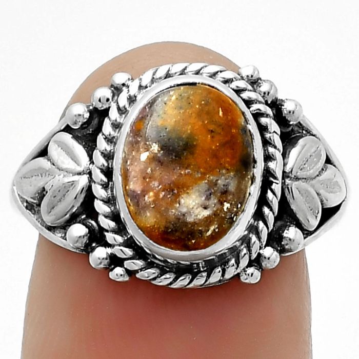 Natural Indian Blanket Jasper Ring size-7.5 SDR171736 R-1300, 8x10 mm