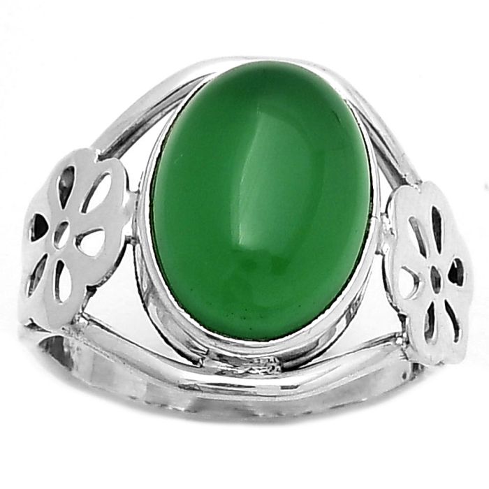 Natural Green Onyx Ring size-7.5 SDR172131 R-1497, 10x14 mm