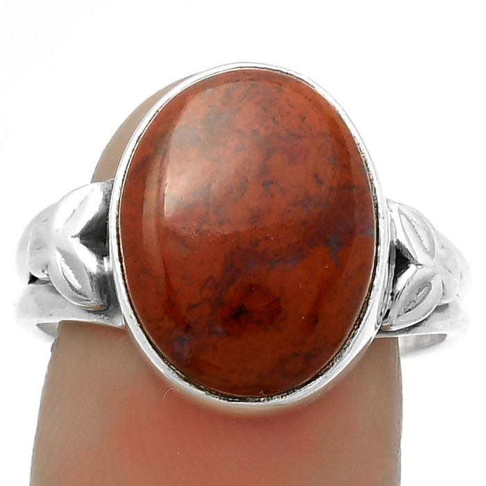 Natural Red Moss Agate Ring size-9 SDR172174 R-1261, 12x15 mm