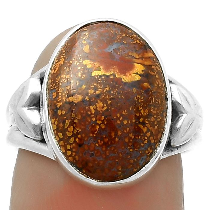 Natural Red Moss Agate Ring size-7 SDR172182 R-1261, 12x15 mm