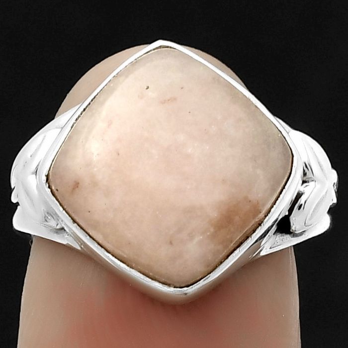 Natural Pink Scolecite Ring size-7 SDR172196 R-1261, 12x12 mm