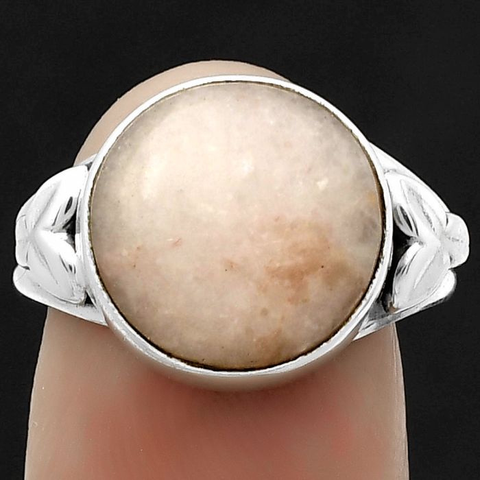 Natural Pink Scolecite Ring size-7 SDR172198 R-1261, 13x13 mm