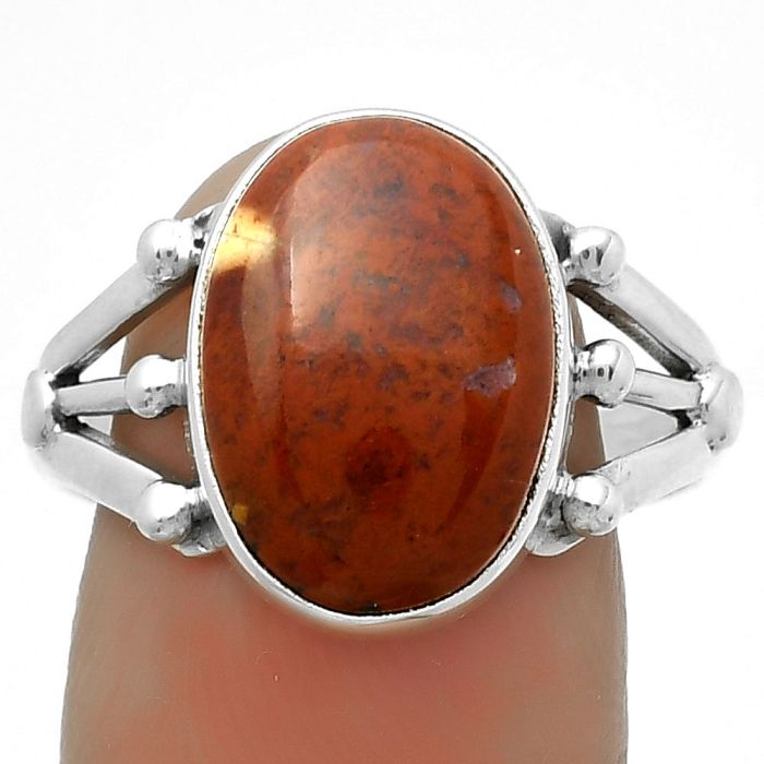 Natural Red Moss Agate Ring size-9.5 SDR172201 R-1003, 11x15 mm