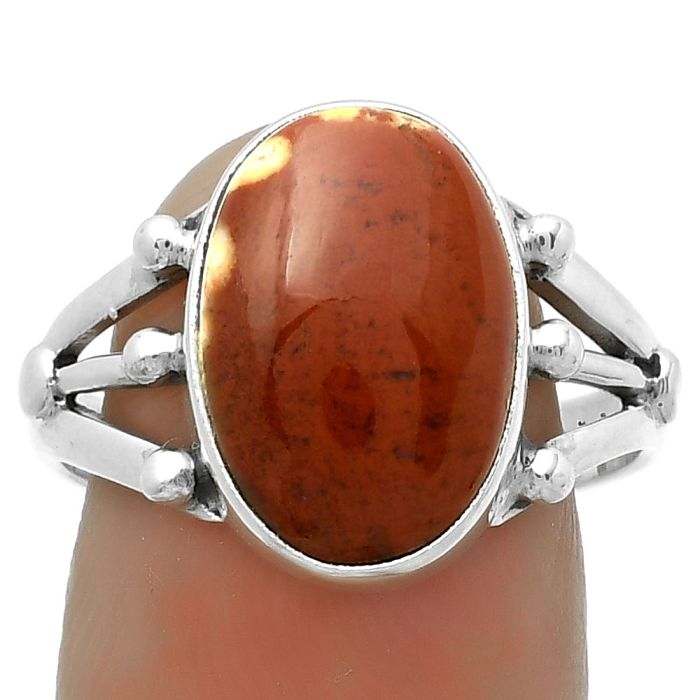 Natural Red Moss Agate Ring size-9 SDR172204 R-1003, 10x15 mm