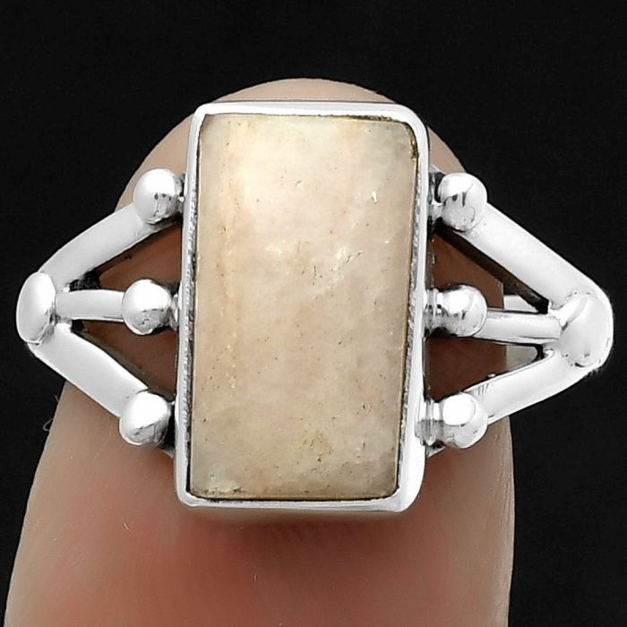 Natural Pink Scolecite Ring size-8 SDR172240 R-1003, 7x13 mm