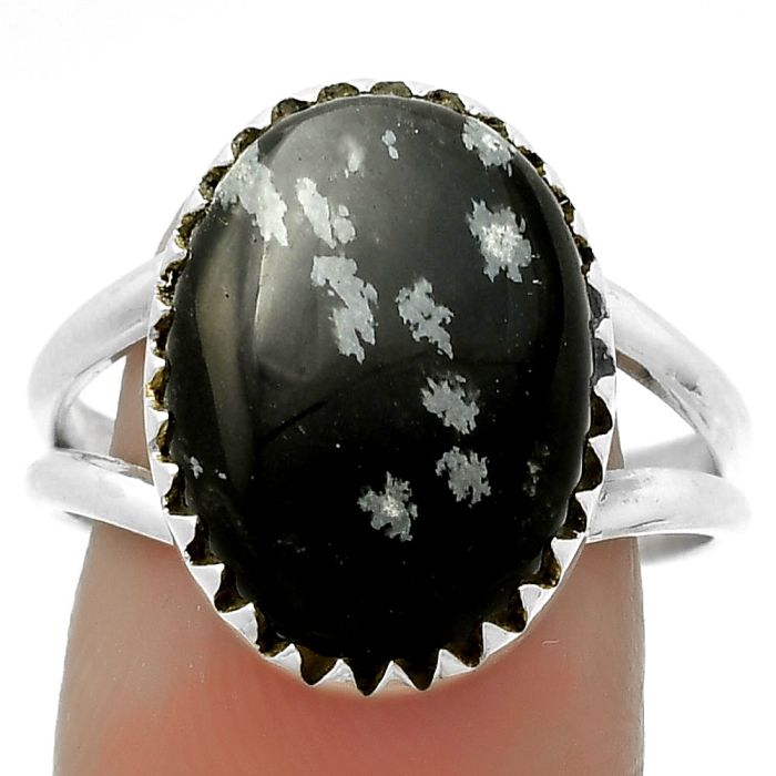 Natural Snow Flake Obsidian Ring size-9 SDR172353 R-1210, 13x17 mm