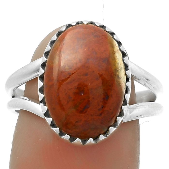 Natural Red Moss Agate Ring size-8.5 SDR172370 R-1210, 11x15 mm