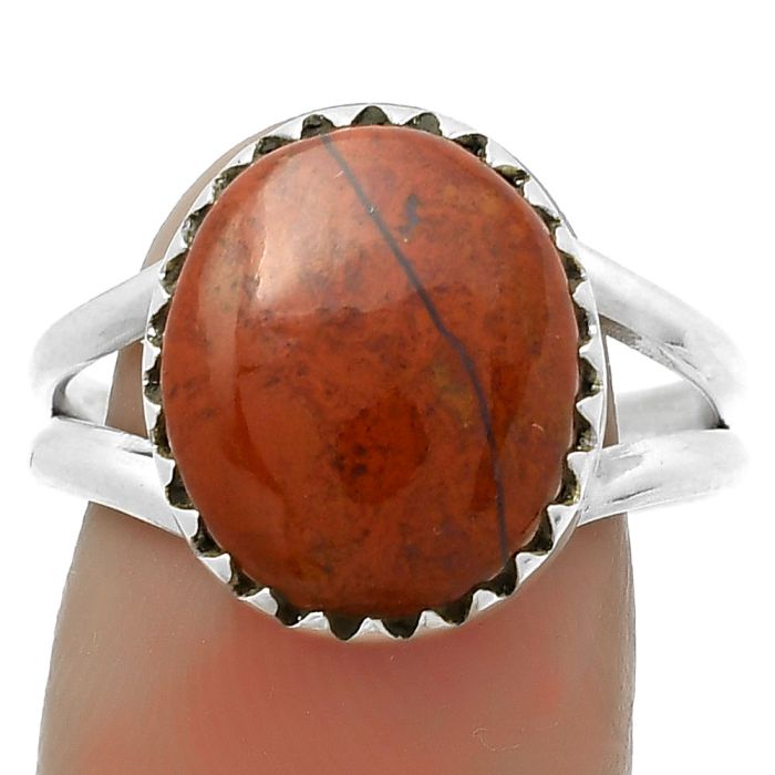 Natural Red Moss Agate Ring size-8.5 SDR172374 R-1210, 12x14 mm