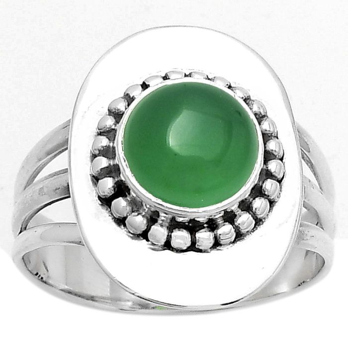 Natural Green Onyx Ring size-7.5 SDR172436 R-1458, 8x8 mm