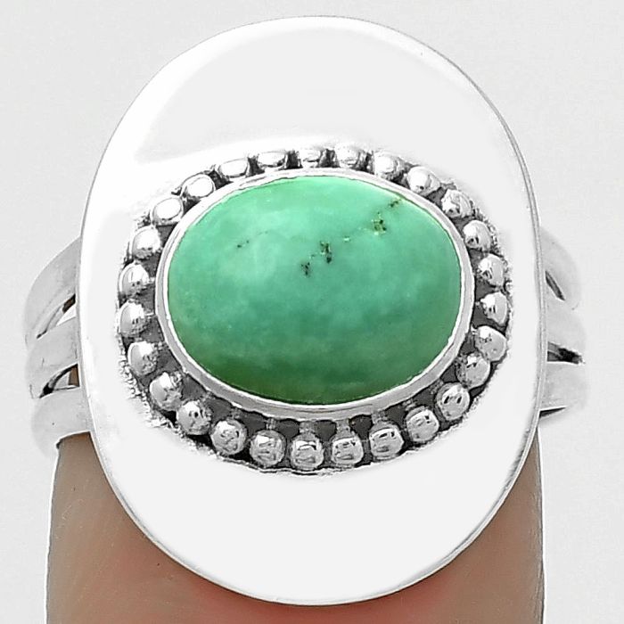 Natural Turquoise Magnesite Ring size-7.5 SDR172455 R-1458, 8x10 mm