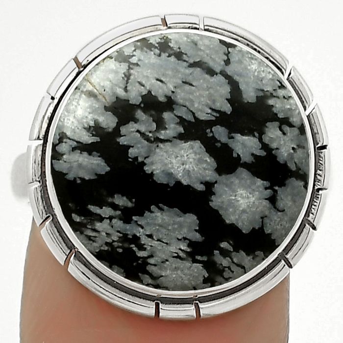 Natural Snow Flake Obsidian Ring size-8 SDR172492 R-1011, 16x16 mm