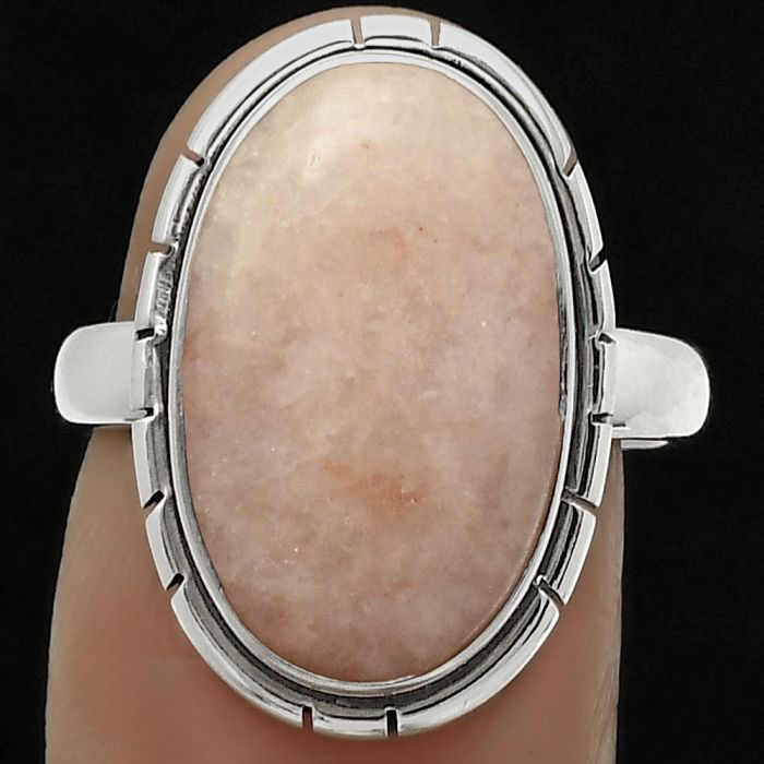 Natural Pink Scolecite Ring size-7.5 SDR172515 R-1011, 11x18 mm