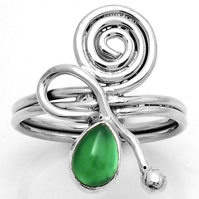 Spiral - Natural Green Onyx Ring size-7 SDR172674 R-1556, 5x7 mm