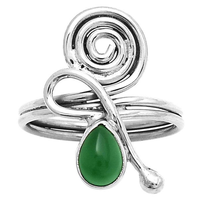 Spiral - Natural Green Onyx Ring size-7 SDR172690 R-1556, 5x7 mm