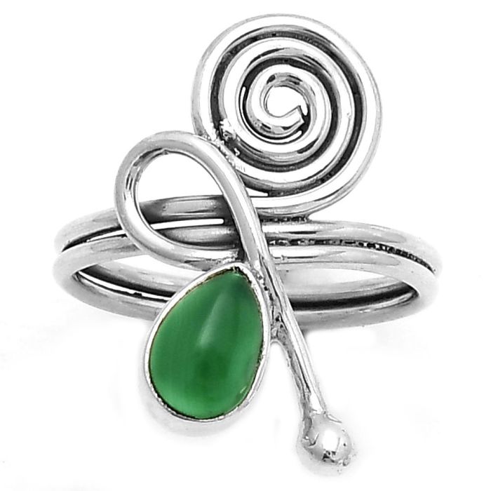 Spiral - Natural Green Onyx Ring size-7 SDR172706 R-1556, 5x7 mm