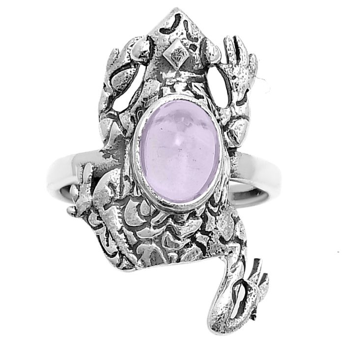 Frog - Rose De France Amethyst Cab Ring size-8 SDR172769 R-1113, 6x8 mm