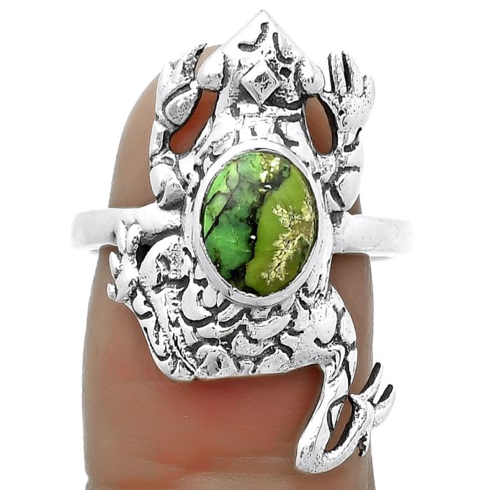 Frog - Green Matrix Turquoise Ring size-8.5 SDR172790 R-1113, 6x8 mm