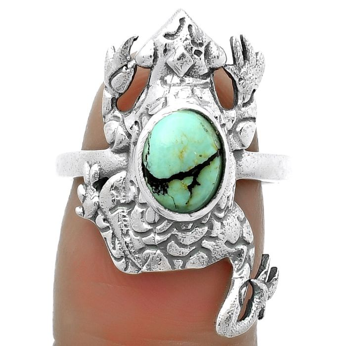 Frog - Lucky Charm Tibetan Turquoise Ring size-7.5 SDR172797 R-1113, 6x8 mm