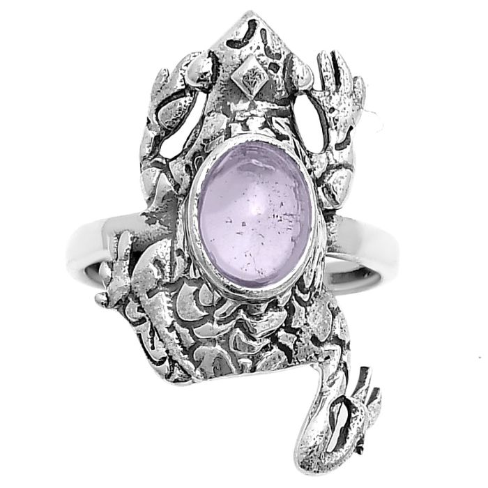 Frog - Rose De France Amethyst Cab Ring size-8.5 SDR172804 R-1113, 6x8 mm