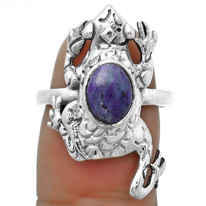 Frog - Natural Copper Purple Turquoise Ring size-7 SDR172810 R-1113, 6x8 mm