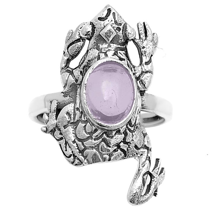 Frog - Rose De France Amethyst Cab Ring size-7.5 SDR172874 R-1113, 6x8 mm