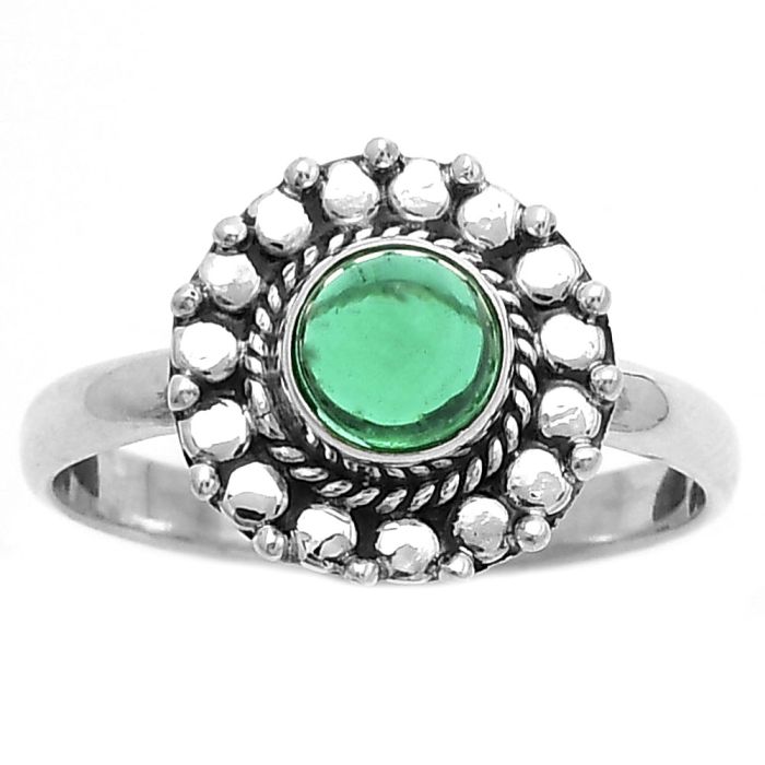 Lab Created Green Tourmaline Ring size-9 SDR173281 R-1399, 6x6 mm