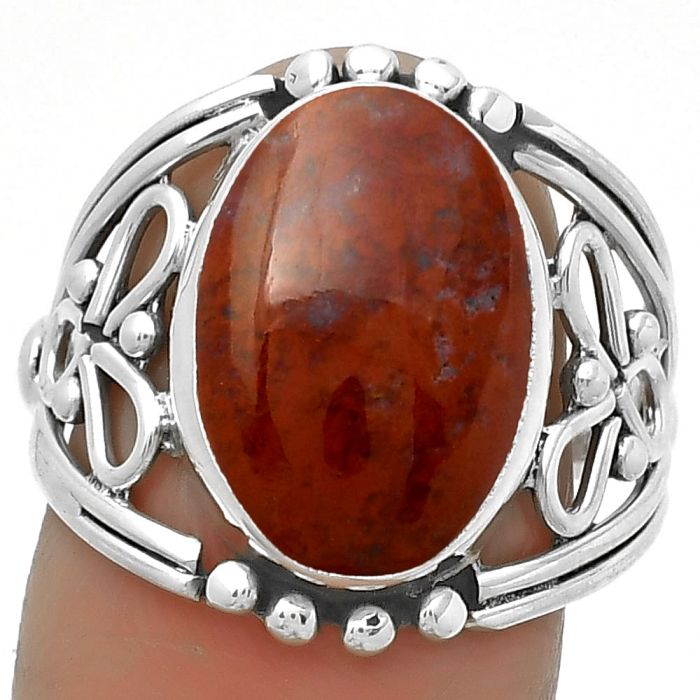 Natural Red Moss Agate Ring size-8 SDR173311 R-1379, 11x15 mm