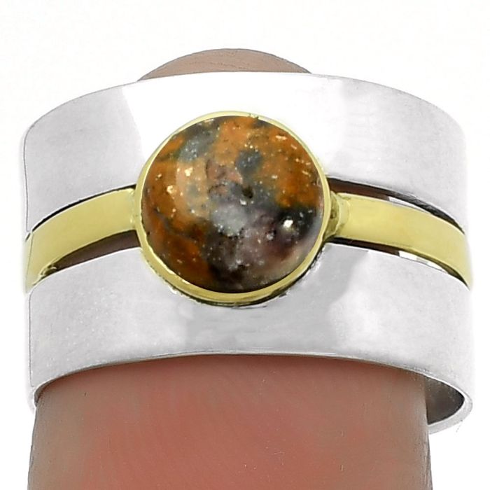 Two Tone Band - Indian Blanket Jasper Ring size-8 SDR173363 R-1634, 7x7 mm