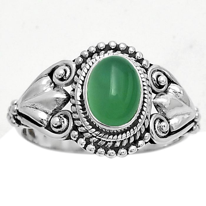 Natural Green Onyx Ring size-8 SDR173569 R-1300, 6x8 mm