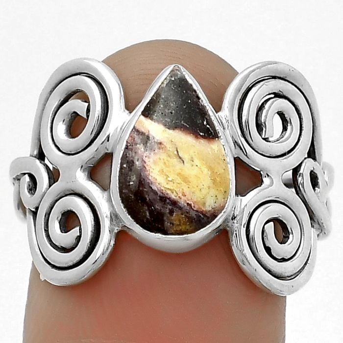 Spiral - Indian Blanket Jasper Ring size-7.5 SDR173664 R-1658, 7x11 mm