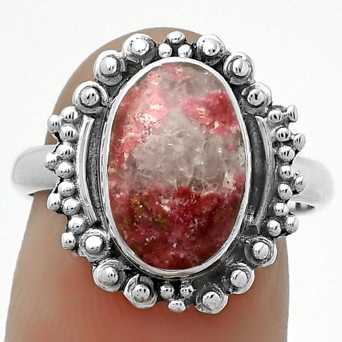 Natural Pink Thulite - Norway Ring size-7.5 SDR173690 R-1124, 8x12 mm