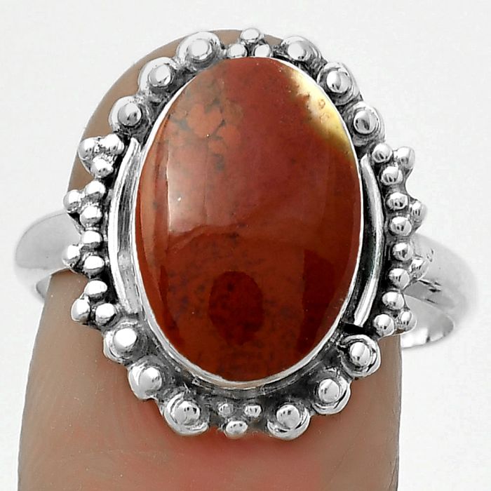 Natural Red Moss Agate Ring size-9 SDR173715 R-1124, 10x14 mm