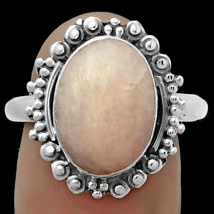 Natural Pink Scolecite Ring size-9 SDR173717 R-1124, 10x14 mm