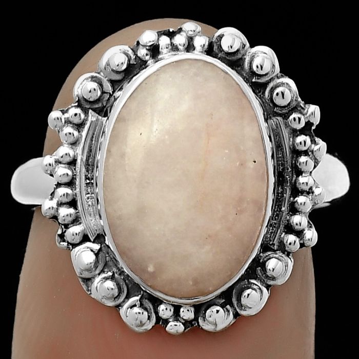 Natural Pink Scolecite Ring size-7 SDR173719 R-1124, 9x13 mm