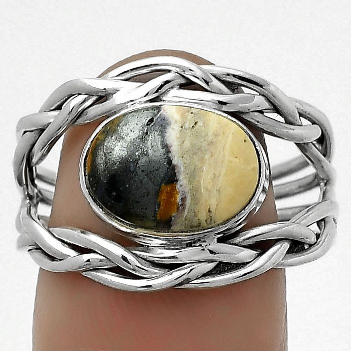 Natural Indian Blanket Jasper Ring size-9 SDR173802 R-1134, 8x12 mm