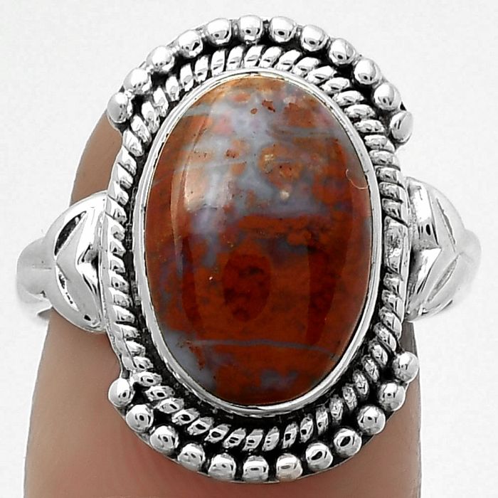 Natural Red Moss Agate Ring size-8 SDR173899 R-1292, 10x14 mm