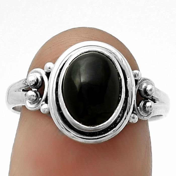 Natural Black Onyx - Brazil Ring size-7.5 SDR173925 R-1283, 7x9 mm