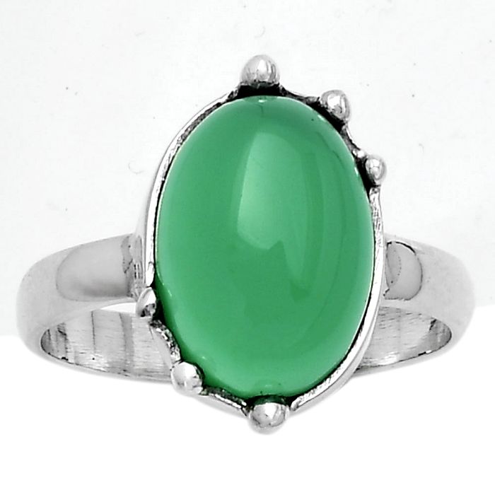 Natural Green Onyx Ring size-9 SDR174100 R-1506, 10x14 mm