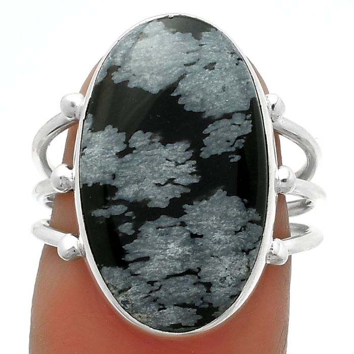 Natural Snow Flake Obsidian Ring size-7 SDR174267 R-1003, 12x21 mm