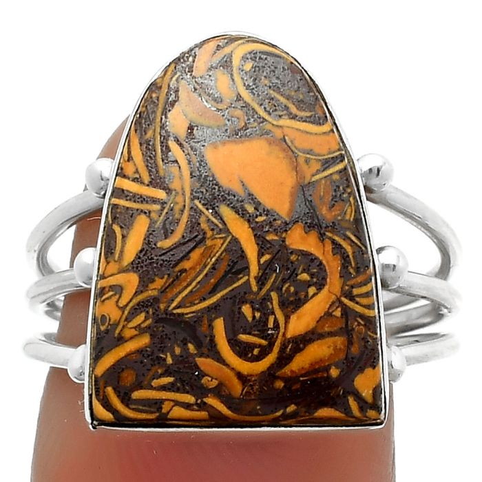 Coquina Fossil Jasper - India Ring size-8.5 SDR174272 R-1003, 13x18 mm