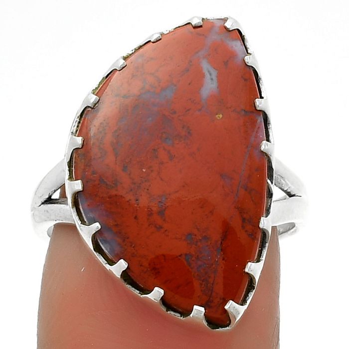 Natural Red Moss Agate Ring size-7.5 SDR174315 R-1210, 13x22 mm