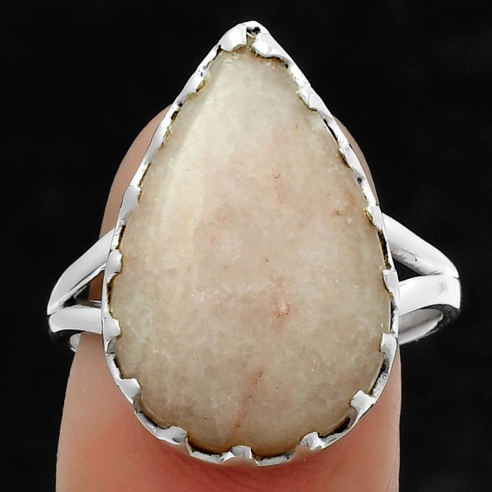 Natural Pink Scolecite Ring size-9 SDR174337 R-1210, 14x21 mm